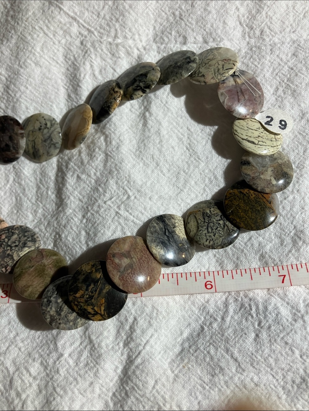 Vintage coin shaped beads- stone - Picture 3 of 3